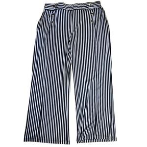 Robert Louis‎ Pants Black White Striped Sailor Nautical Palazzo Wide Leg XL